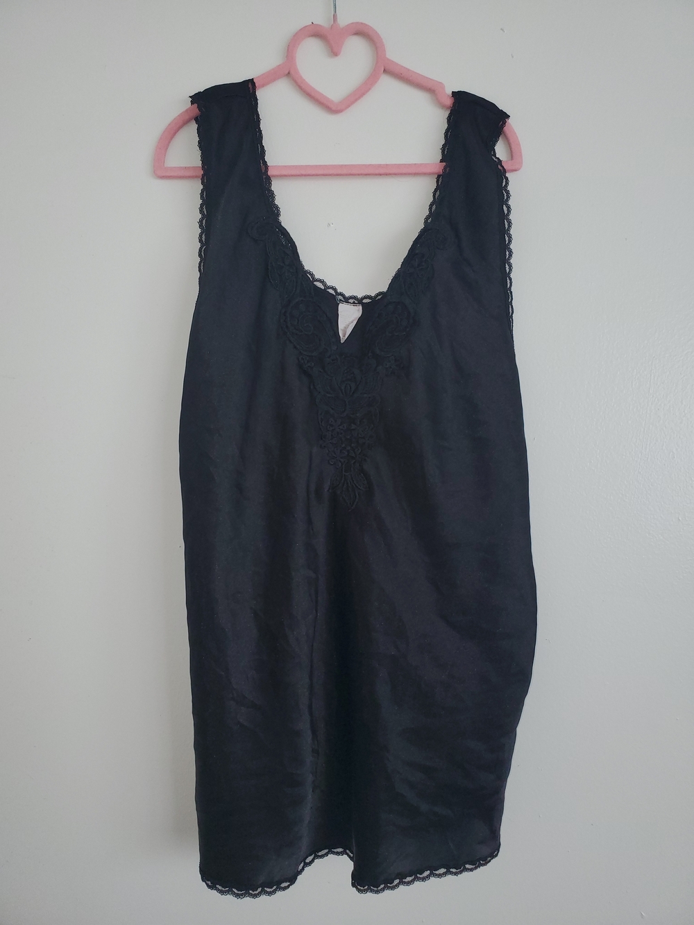 Black Lace-Trim Slip Top